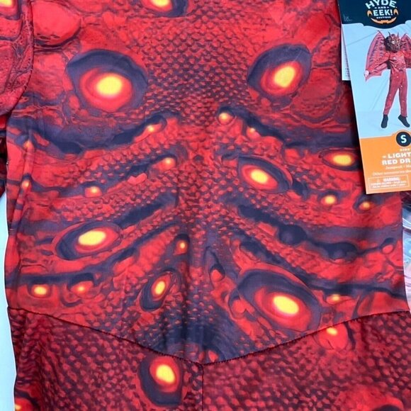 Target Kids' Light Up Red Dragon Halloween Costume Jumpsuit Mask Wings Size Sm - Picture 8 of 11
